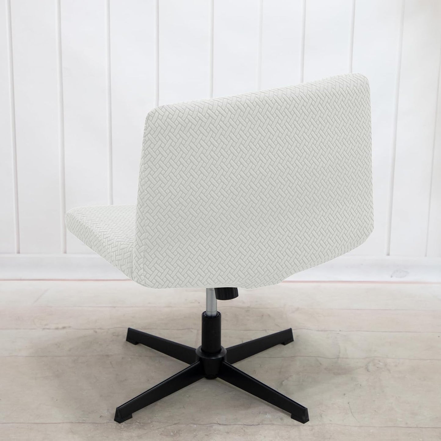 ele ELEOPTION Stretch Armless Chair Cover, White Weave Protector for Office Desk Chair, Home Furniture Slipcover