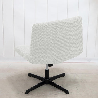 ele ELEOPTION Stretch Armless Chair Cover, White Weave Protector for Office Desk Chair, Home Furniture Slipcover