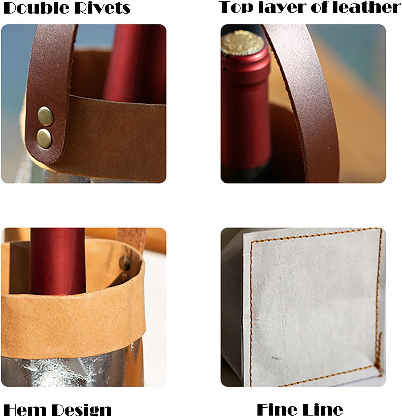 2 Pcs Reusable Wine Carrier Tote Bag - Single Double Wine Bags for Birthday, Wedding, Picnic Gifts