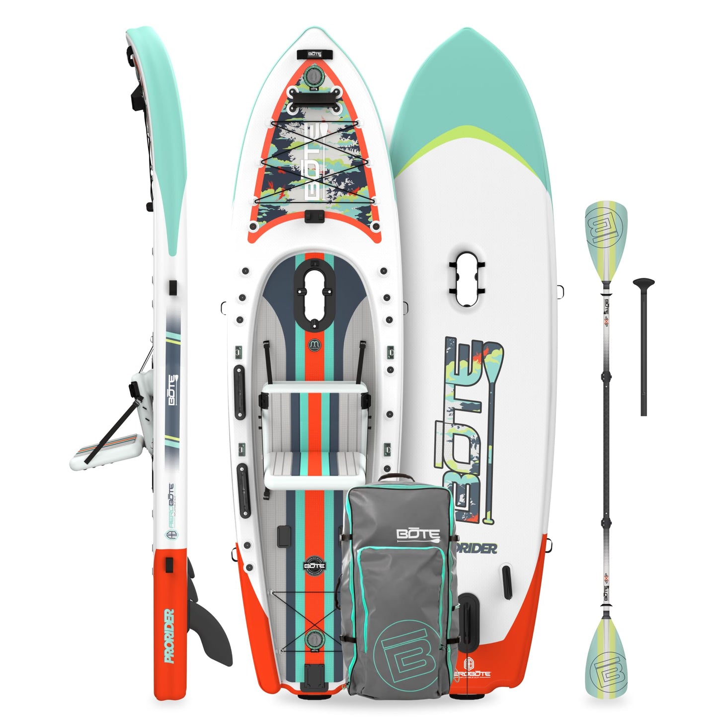 BOTE ProRider Aero 12’6” Inflatable Fishing SUP/Kayak Hybrid for Pro Anglers – Pedal Drive Ready, AeroBOTE Construction, Advanced Rigging System, Tournament-Grade Stability, Portable Travel Platform