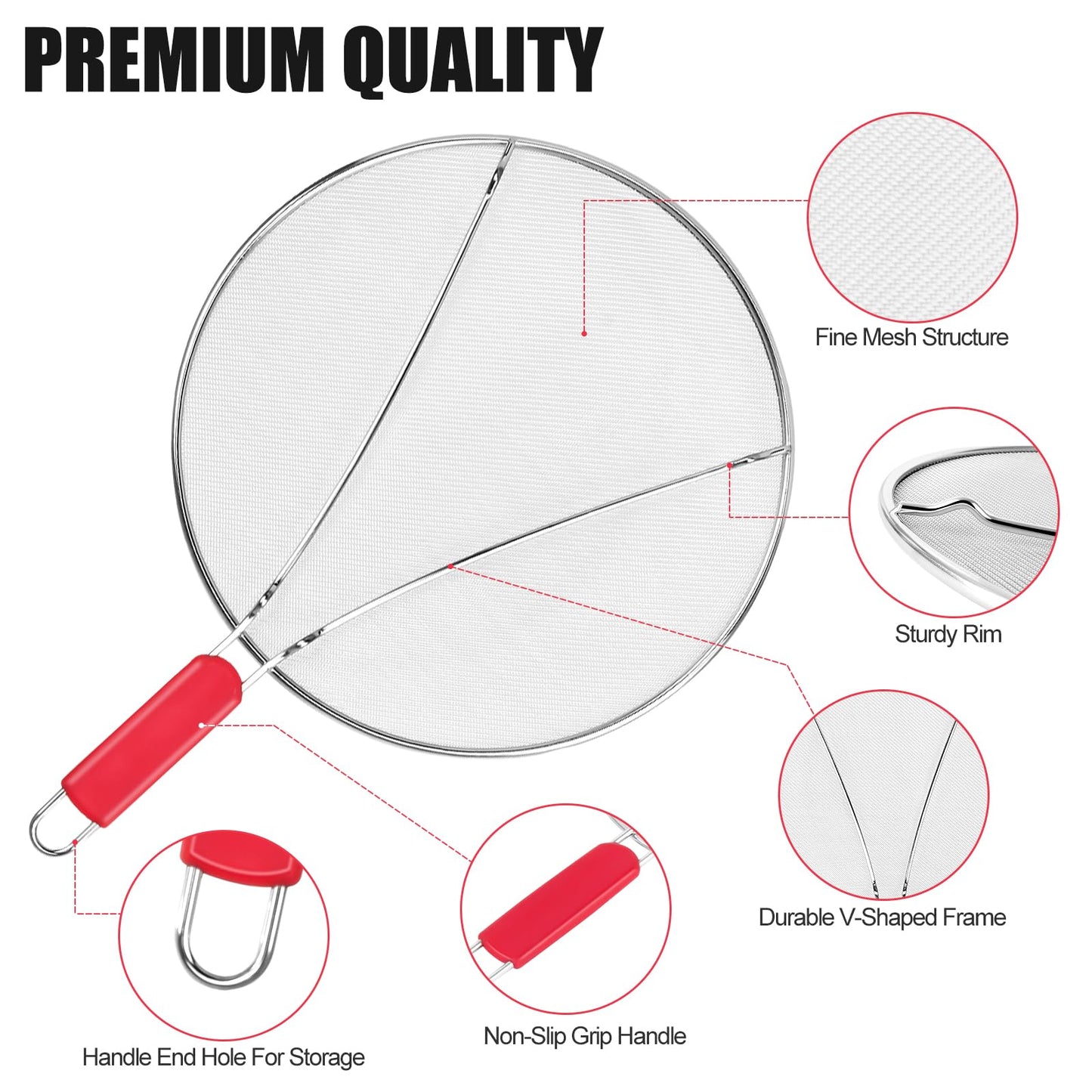 Stainless Steel Splatter Screen for Frying Pan - 9.8" 11.4" 13" Ultra Fine Mesh Grease Splatter Guard, Hot Oil Splatter Guard Shield Grease for Cooking, Kitchen Splash Guard to Prevent Oil Splatter