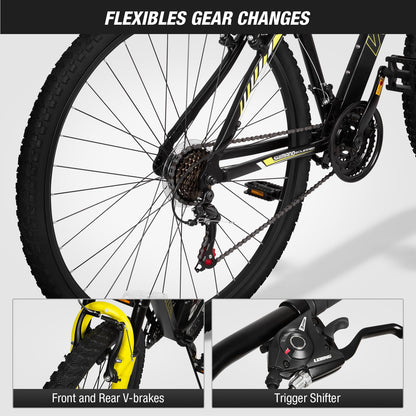 WEIZE Hardtail Mountain Bike, 29 Inch Wheels Outdoor Cycling Bike, 21-Speed Trigger Shifter, Aluminum Frame for Men and Women, Comfort Saddle, MTB Bicycle with Suspension Fork, Black