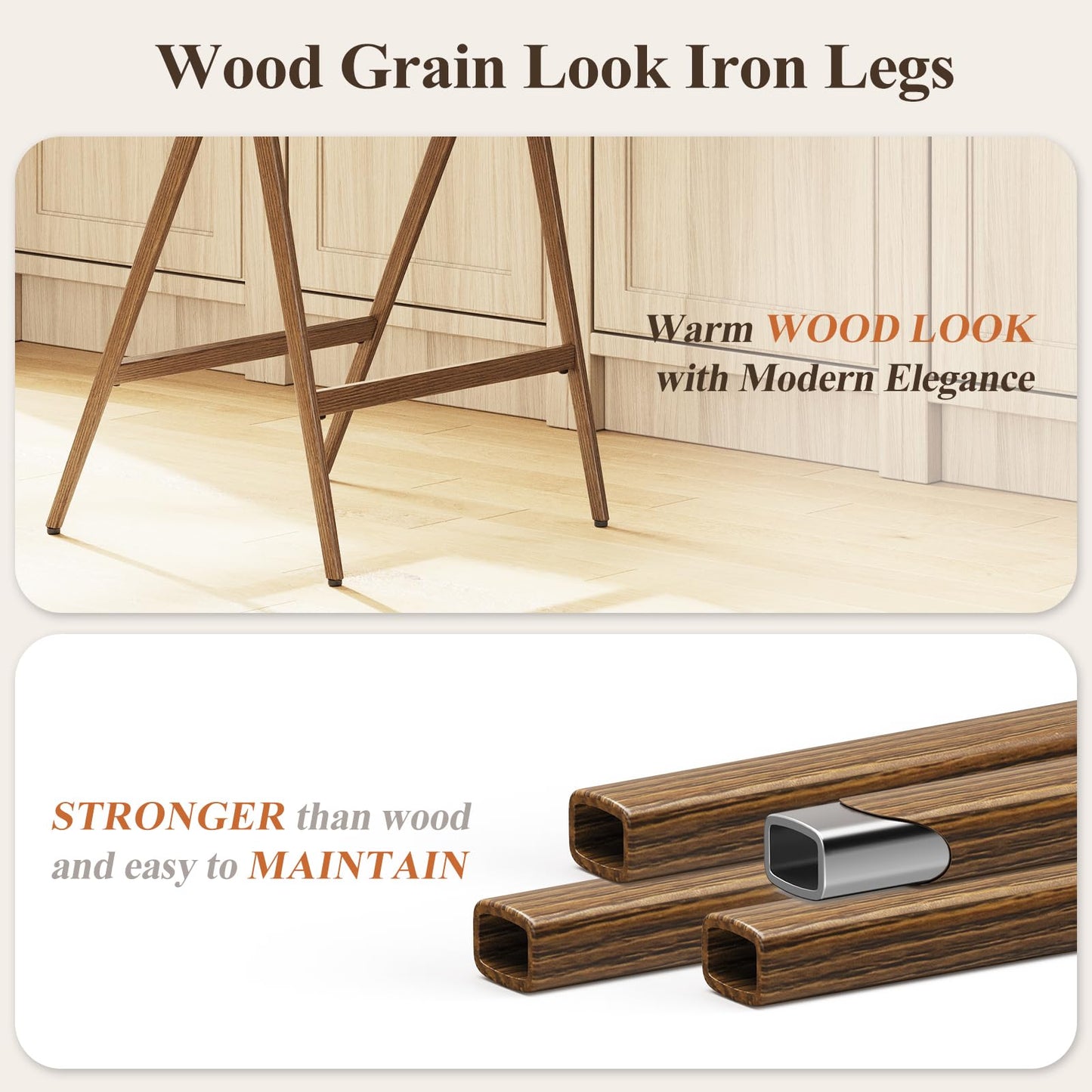COLAMY Bar Stools Set of 4, 26" Counter Height Barstools with Backs, Modern Upholstered Bar Chairs with Metal Legs for Kitchen Island Counter, Dining Room, Taupe