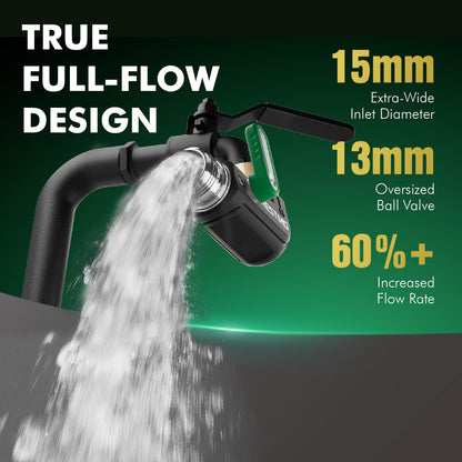 Restmo 90 Degree Water Hose Elbow, Heavy Duty Full Metal Angle Connector, Full Flow Design with Oversized Ball Valve & Easy-Turn Lever, Outdoor Faucet Extender for RV, Hose, Faucet, Spigot - Green