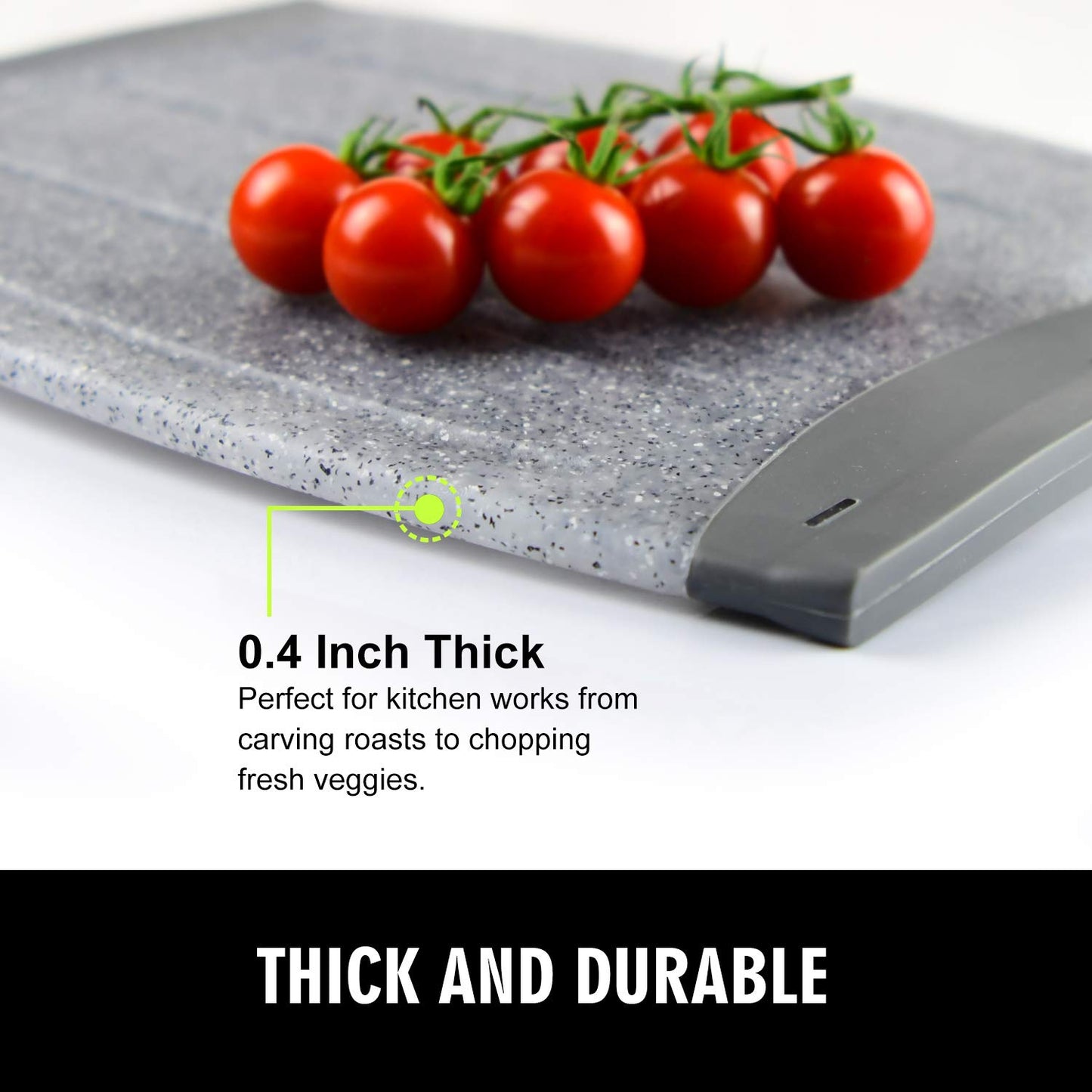 Extra Large Plastic Cutting Board, 16" Non-Slip Cutting Board for Meat, Thicker Kitchen Chopping Board, Unique Design with Multiple Juice Grooves! BPA Free, Dishwasher Safe, Easy Grip Handle (Grey)
