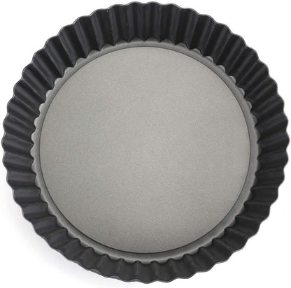 Tosnail 2 Pack Deep Tart Pan, 9.5" x 2" Quiche Pie Pan with Removable Loose Bottom, Fluted Baking Pan