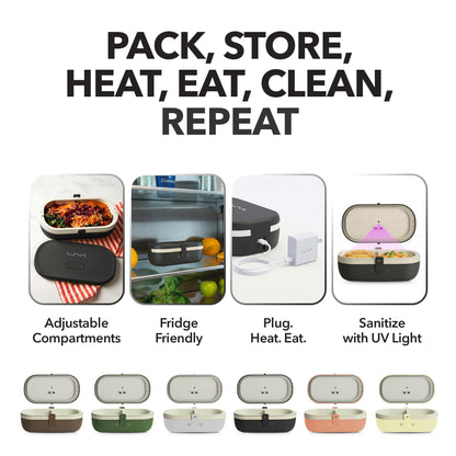 UVI, Self Sanitizing Electric Lunch Box for Adults, Portable Food Warmer for Work & Travel, Portable Heated Lunch Box for Men & Women (Charging Box Not Included)
