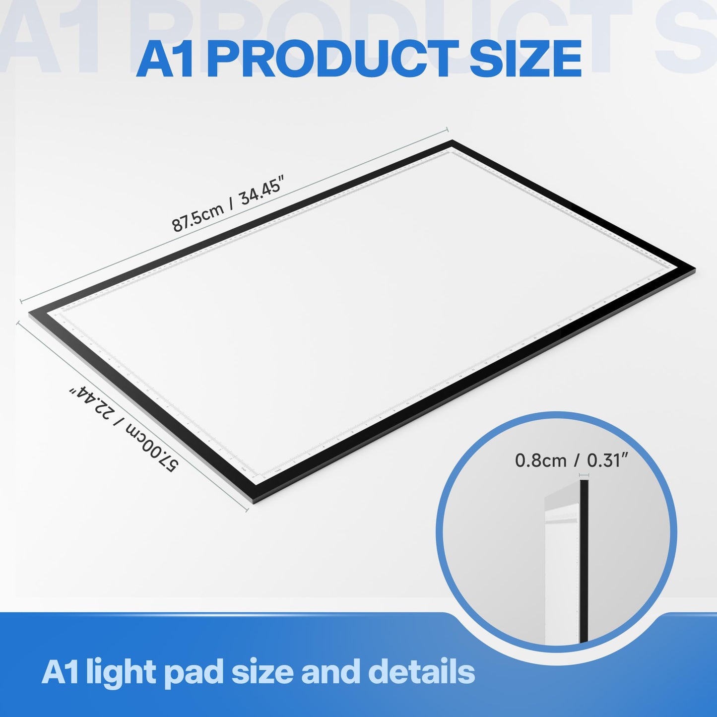 A1 Light Pad Tracing Light Box, Diamond Art Light Board with 3 Color Modes&10 Levels&Stepless Dimming, DEAR CARBON Light Table for Tracing, Drawing, Sketching and Weeding Vinyl