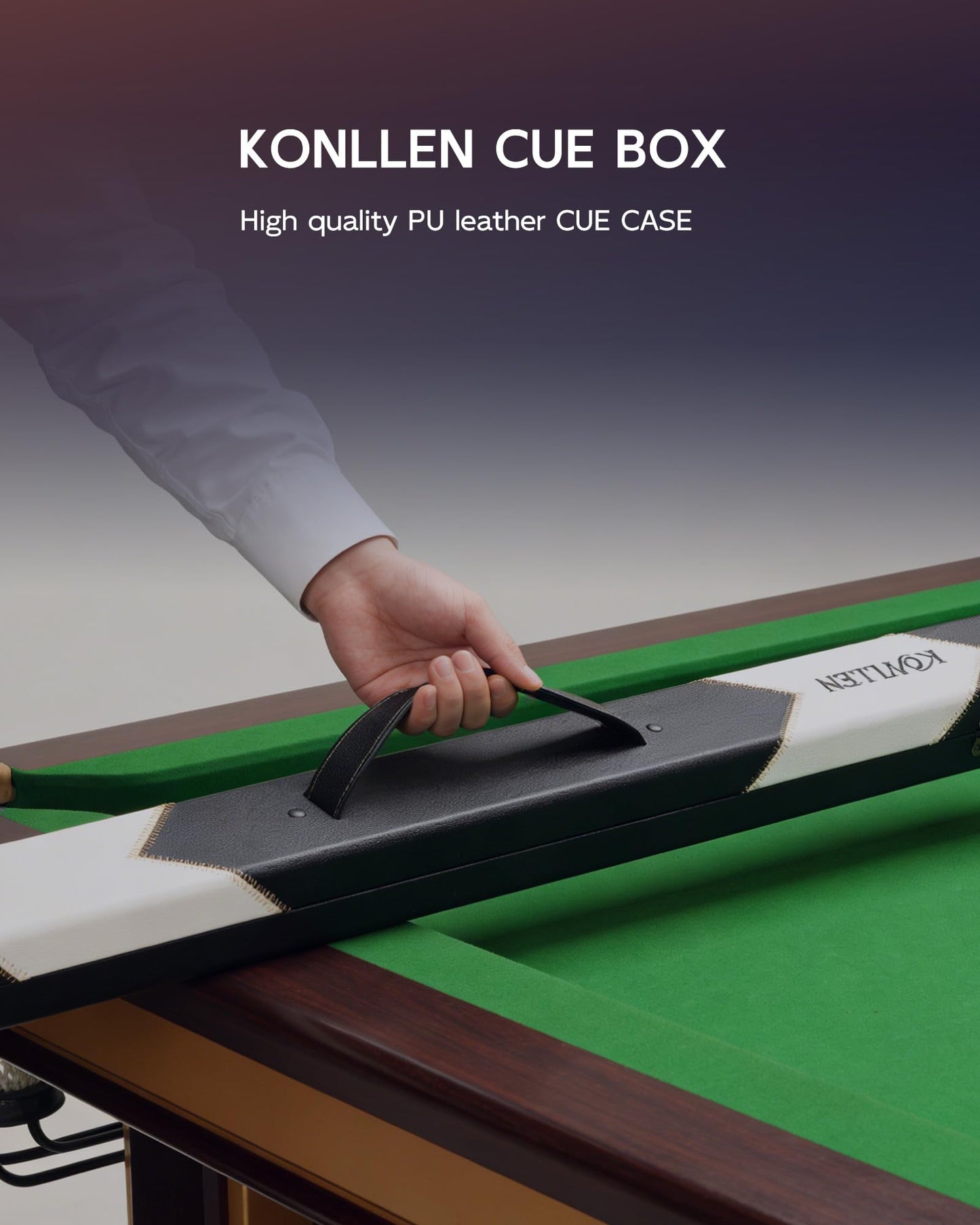 KONLLEN Carbon Fiber Pool Cue 2.0, 58-inch Low Deflection Billiard Stick for Adults with 12.5mm Tip and Pro Taper