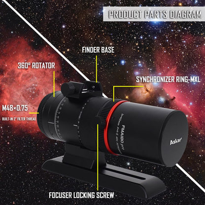 Askar FMA180 pro OTA Telescope,F/4.5,180mm Focal Length,Two-ED Glasses sextuplet air-Spaced APO Refractor for Deep Sky Astrophotography and Visual Astronomy