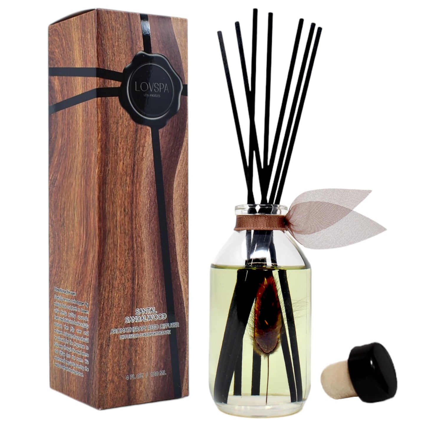 LOVSPA Reed Diffuser Set, Smoked Vanilla Scented Oil Diffuser with Sticks, Home Fragrance Accessories for Bathroom Shelf Decor, Aroma Diffusers for Home or Office Fall Decor, USA Made