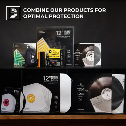 Big Fudge Vinyl Record Sleeves 50 x 12 LP - Durable & Wrinkle-Free Vinyl Outer Sleeves - Crystal Clear High-Density Polypropylene - 3 mil Thick, 12.75” x 12.75” - Fits Most Gatefolds Double LPs