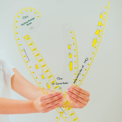 Dritz Design Ruler Trio with Styling Design, Curve & Hip Curve Rulers for Sewing