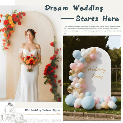 Wooden Arch Backdrop Stand: DIY Backdrops - Foldable 7.2 Ft Wedding Arch and Back Drop Stand for Party - Bridal Shower Decorations - Portable Arch Backdrop for Birthday Decorations