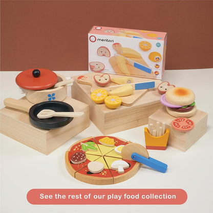Smiley Fruit Chopping Board Toy Set - 8pc Wood Chopping Board with Play Knife & Choppable Fruits for Toddlers Age 2+