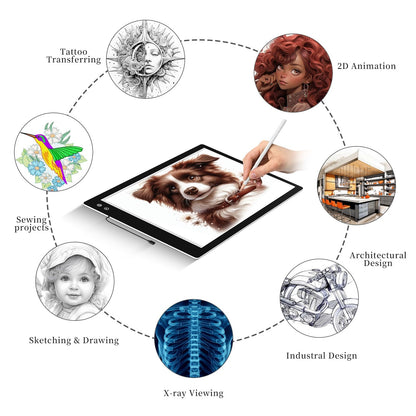 PICOVISTA A2 Light Pad for Diamond Painting, LED Tracing Light Box with 3 Color Modes and Adjustable Brightness Battery Powered Light Board for Weeding Vinyl, Drawing, Sketching, Artists, Tatoo