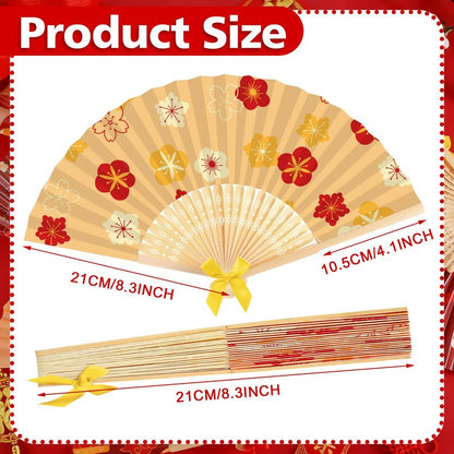 Roowest 36 Pcs Chinese New Year Paper Fans with Bamboo Handles - Asian Oriental 2026 Lunar New Year Decoration Folding Fans Bulk for Japanese Chinese Festival Wall Decor Party Favor Gifts