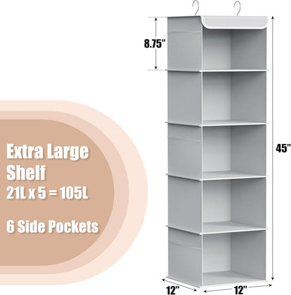Simple Houseware 5-Shelf Closet Organizer - Space-Saving Gray Storage Solution