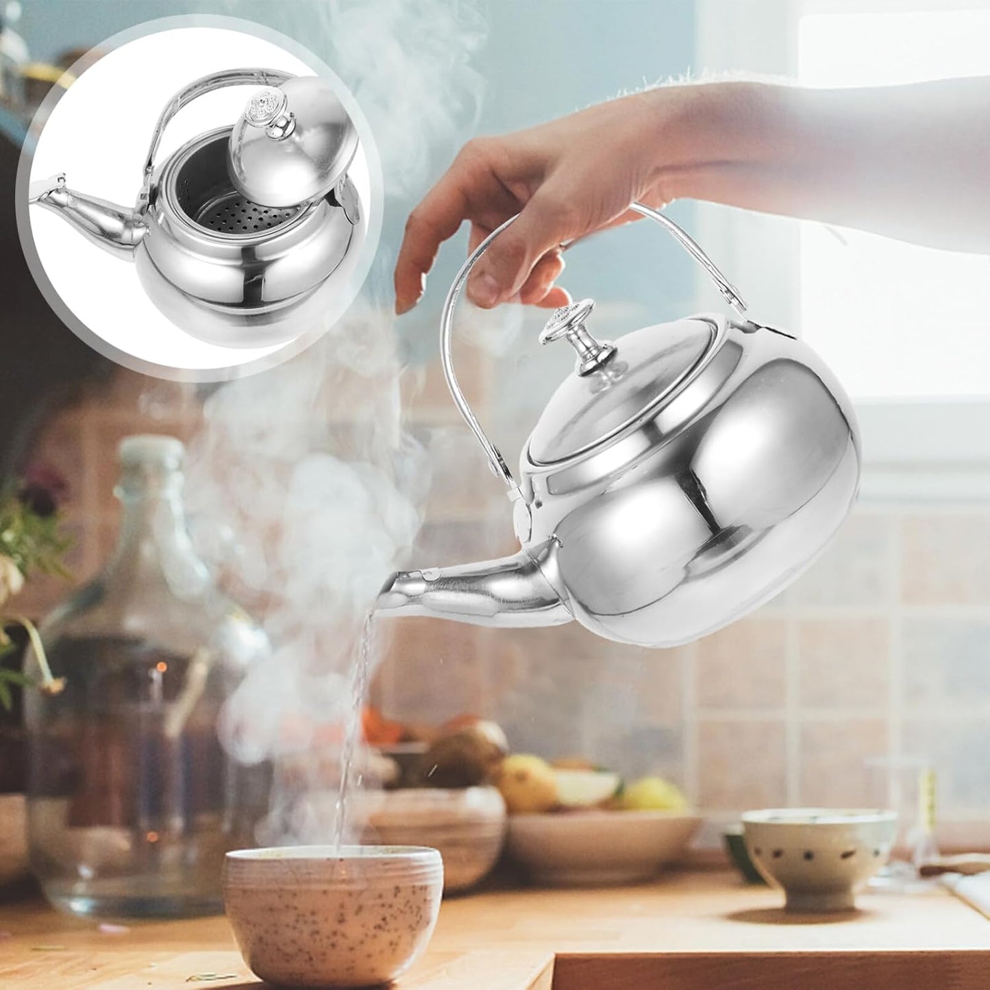MAGICLULU Stainless Steel Whistle Kettle, Mini Whistling Teapot for Home Kitchen Tea Coffee (5.50inch/14cm)