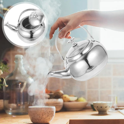 Holibanna Stainless Steel Tea Kettle, Whistling Water Boiling Kettle, Classic Mirror Polished Teapot 14cm