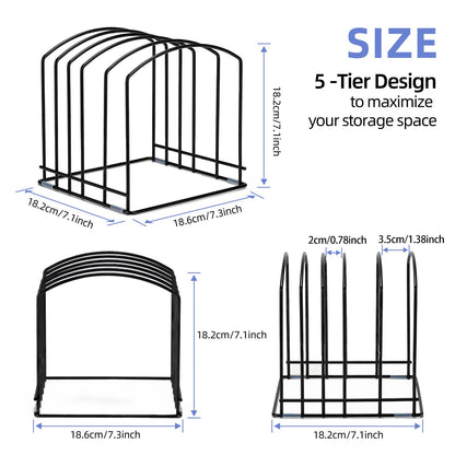ziroland 5-Slot Cutting Board Organizer, Bakeware Organizer, and Kitchen Cabinet Organizer for Baking Trays and Cookie Sheets (1pc 5 Slot for two size)