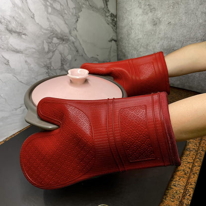 Yutat Silicone Oven Mitts, 600 Degree Heat Resistant Gloves with Non-Slip Silicone, Soft Cotton Lining, Waterproof, 1