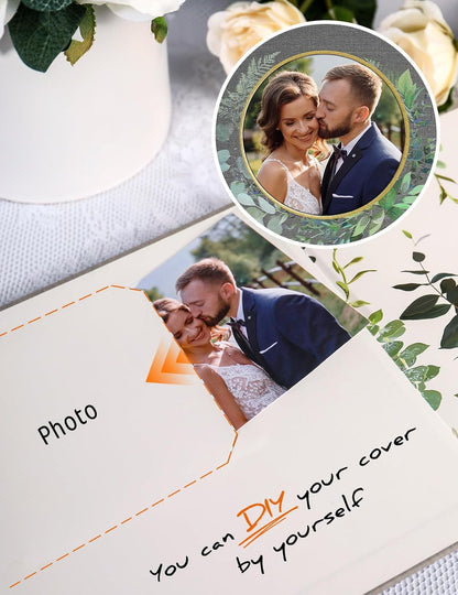 Wedding Guest Book, Polaroid Guest Book Alternative, 100 Pages Thick Paper, 8" x 10" with Markers and Protectors
