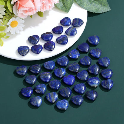 NUKAYAI 20PCS Lapis Lazuli Stone Crystal Heart Shaped Stones Polished Healing Crystals Natural Cute Pocket Trinket Gemstone Reiki Wholesale Set Balancing Meditation Mothers Day Bulk Gifts for Women