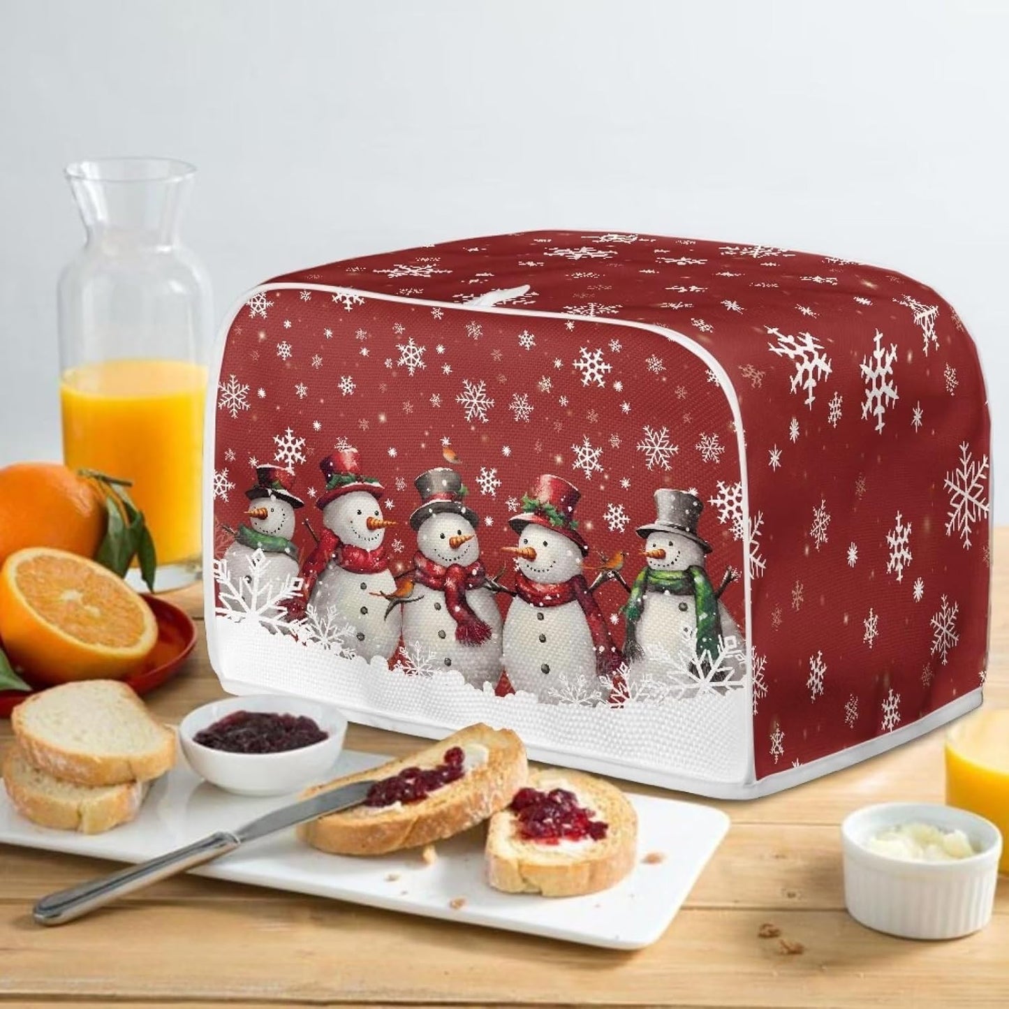 Snowman Toaster Cover, Bread Maker Kitchen Small Appliance Dust Covers for Christmas Decor, Universal Size