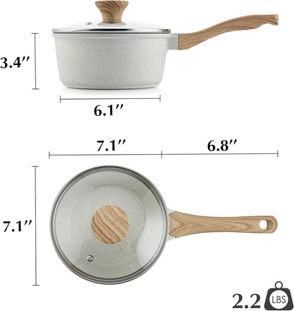 SENSARTE White Ceramic Nonstick Saucepan - 2.0 Quarts, Induction Compatible, Stay Cool Handle
