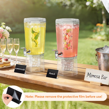 Lifewit 1 Gallon Drink Dispenser for Parties 2 Pcs, Plastic Beverage Container for Juice/Tea/Soda with Stand & Ice Core, Clear Lemonade Dispenser with Spigot, BPA Free Water Pitcher 39 x 16 cm/15x6"