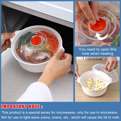 POYIPI 3 Piece Microwave Bowls with Lids Microwave Safe Bowls Microwavable Dishes for Heating Food, Dorm Kitchen Essentials, Cookware Kitchen Supplies, BPA Free