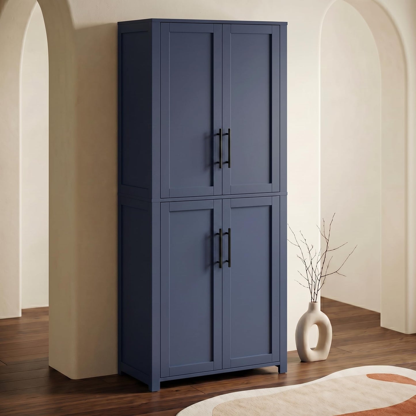 Casaphoria Kitchen Pantry Cabinet, 67" Tall Freestanding Kitchen Cabinet with 4 Adjustable Shelves, 28" W Storage Cabinet for Kitchen Pantry Organization (Navy Blue, Single)