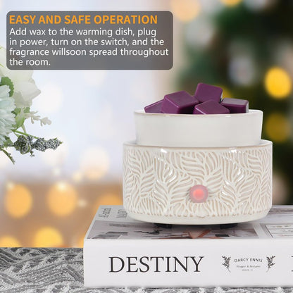 copinpin Electric Wax Melt Warmer 4-in-1 Candle Warmer for Scented Wax Melter Cute Ceramic Fragrance Wax Burner for Home Office Bedroom Deco Gift for Women White