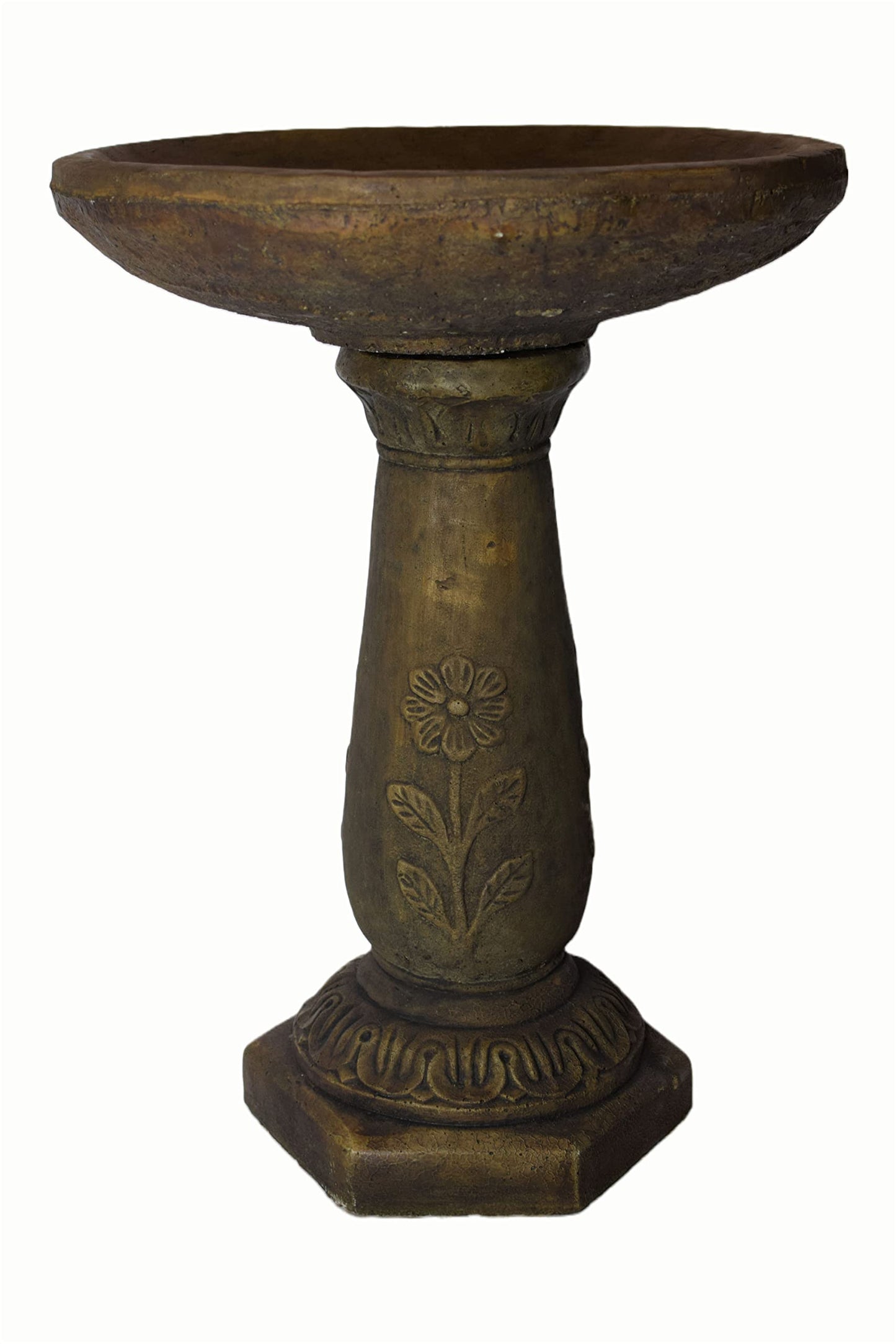 Solid Rock Stoneworks Daisy Pool Birdbath- 26" Tall x 19" Dia- Espresso