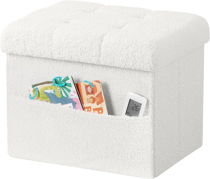 17" 13" 13" Storage Ottoman Foot Stool,Faux Teddy Tufted Foot Rest, Space Saver Chair with Storage,Ergonomic Stool