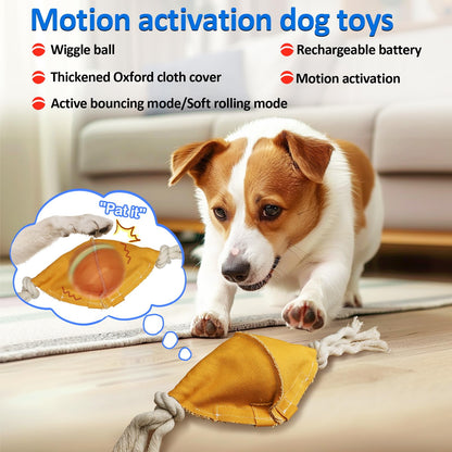 BENTOPAL Interactive Dog Balls with Motion Activated, Wicked Ball Squeaky Dog Toy Oxford Bag Keep Dogs Busy (Red Ball)