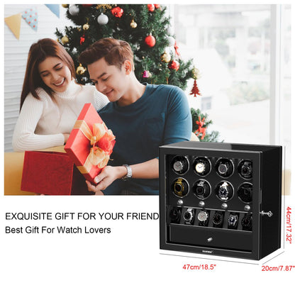 DUKWIN Watch Winder for 8 Automatic Watches, Lockable,6 Watch Storage Places and Jewelry Storage, Super Quiet Mabuchi Motor