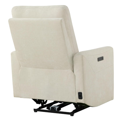 CHITA Power Recliner Chair for Adults, Electric Zero Clearance Wall Hugger Recliner for Small Spaces, Modern Living Room and RV Recliner Chair with Adjustable Power Headrest & Charging Ports, Cream