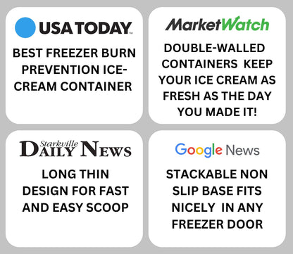 Ice Cream containers for homemade ice cream, Reusable Storage Freezer ice cream Container With Lids,2 Pack, BPA FREE, Dishwasher Safe Tub. Double Insulated, 1.5 Quart, Red and Burgundy , Non Slip