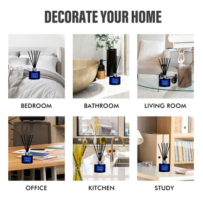 Reed Diffusers Set, 3.7 Oz Scent Diffuser, 6 Reed Diffuser Sticks, Home Fragrance Hyacinth, Peony & Citrus, Aromatherapy Oil Diffuser Reeds, More Masculine Scent, Bathroom & Office Decor 110ml