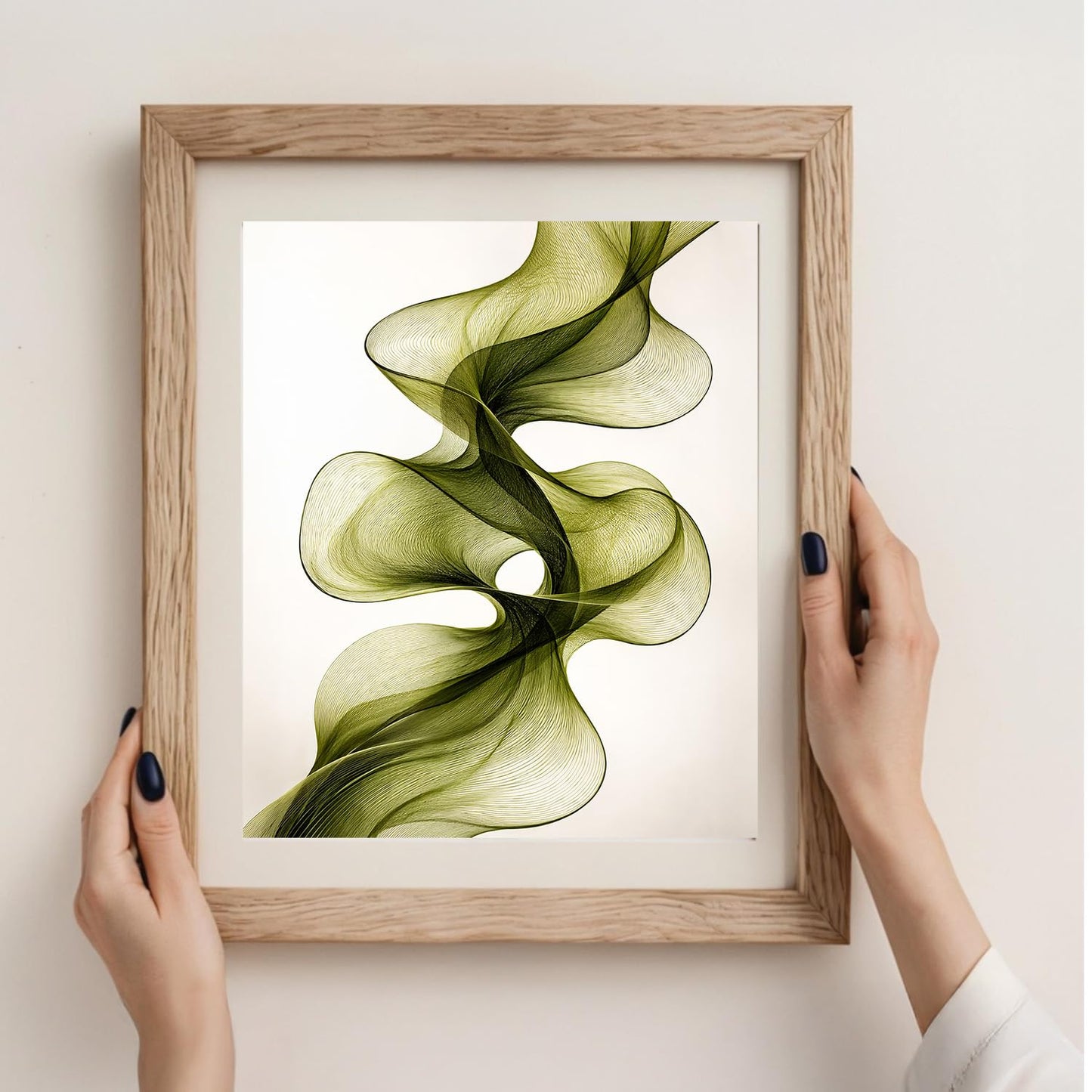 FUHYGU Diamond Painting Kit 9.8x11.8 Inches – Abstract Green Line Art, Modern DIY Full Drill Diamond Art Painting for Adults, Minimalist Wall Decor Home Decoration