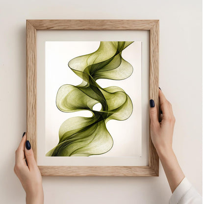 FUHYGU Diamond Painting Kit 9.8x11.8 Inches – Abstract Green Line Art, Modern DIY Full Drill Diamond Art Painting for Adults, Minimalist Wall Decor Home Decoration
