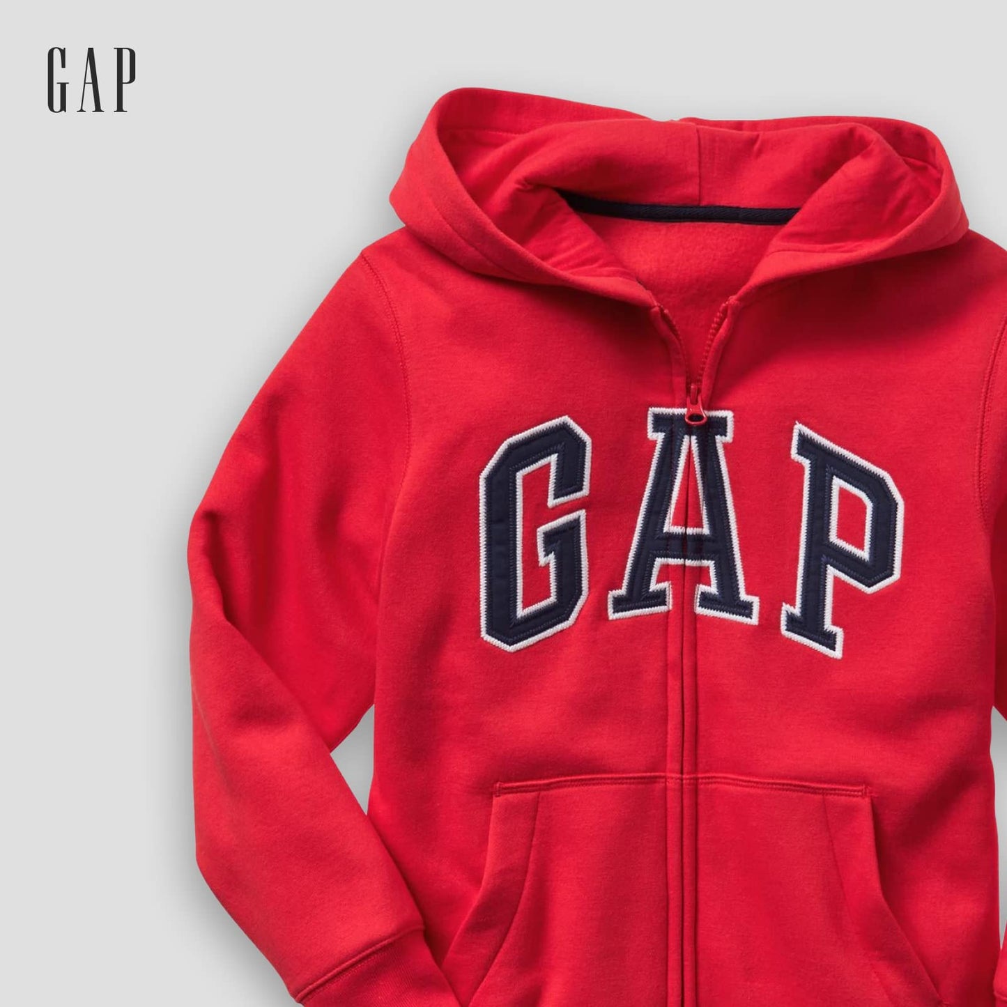 GAP boys Logo Hoodie Zip Sweatshirt, Pure Red V2, X-Small US