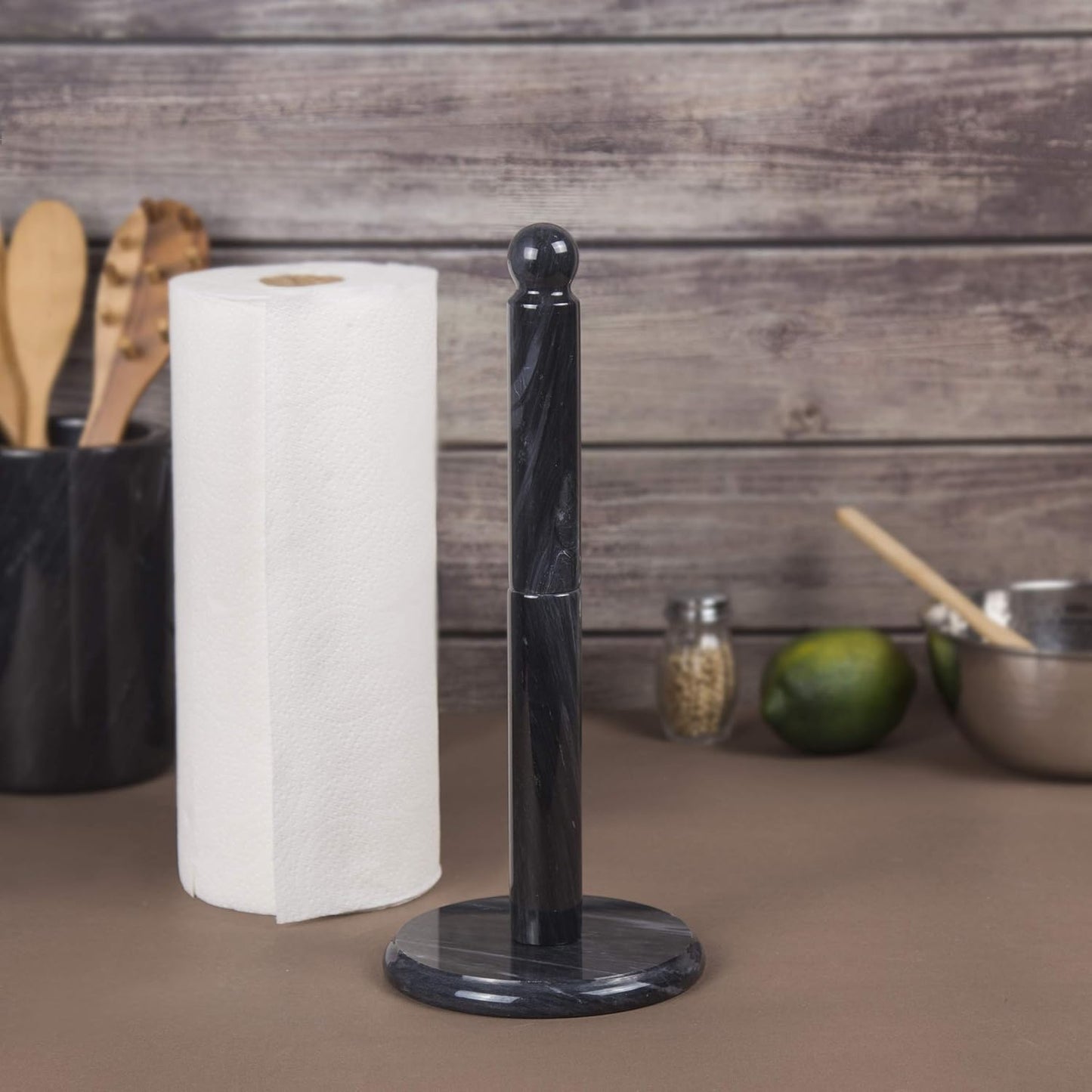 12.5" 6" Countertop Creative Home Natural Marble Upright Paper Towel Holder H Dia | Heavy Weighted Solid Base