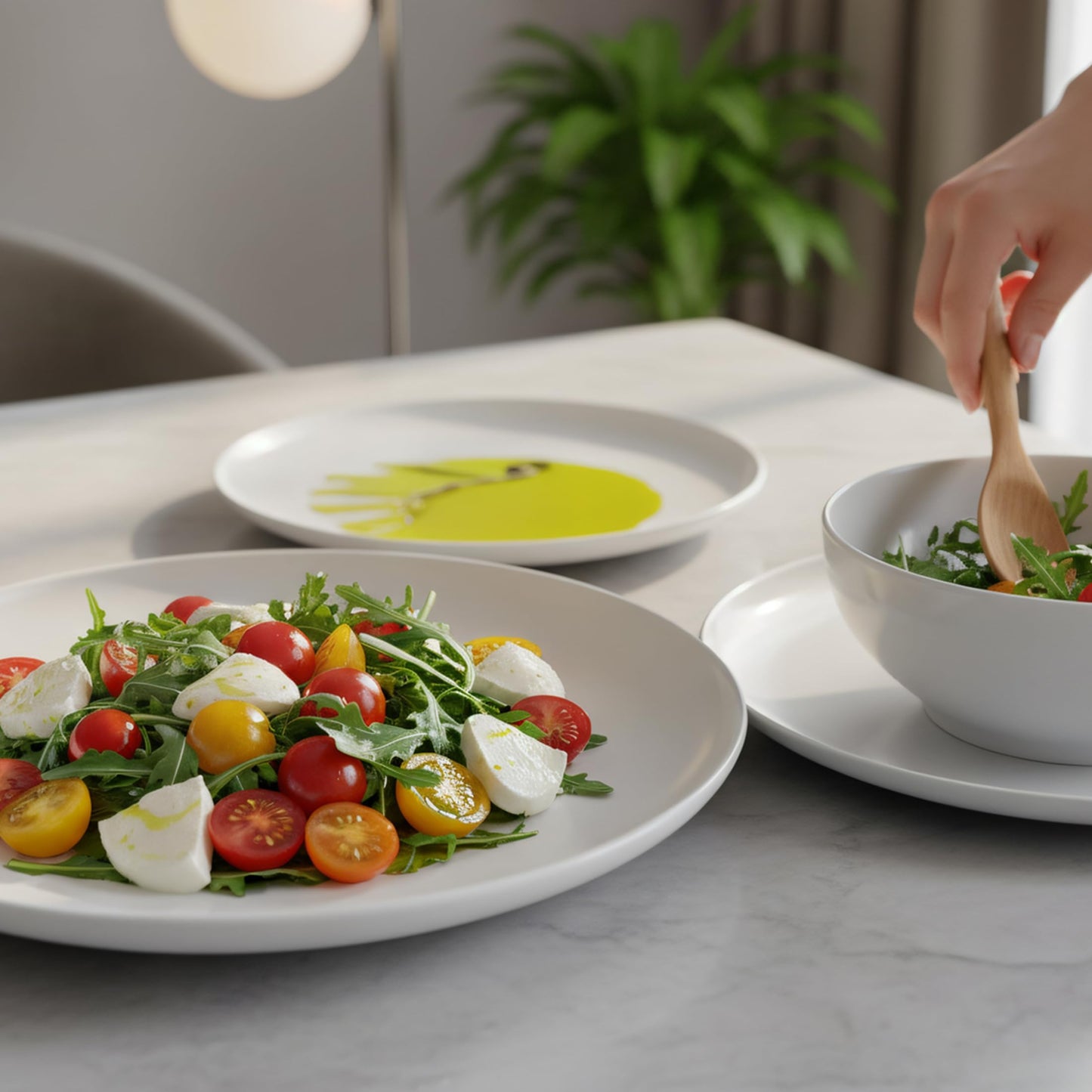 QUANSHANGJU 12-Piece Dinnerware Set for 4, White Porcelain Plates and Bowls, Chip Resistant Dishwasher Microwave Safe