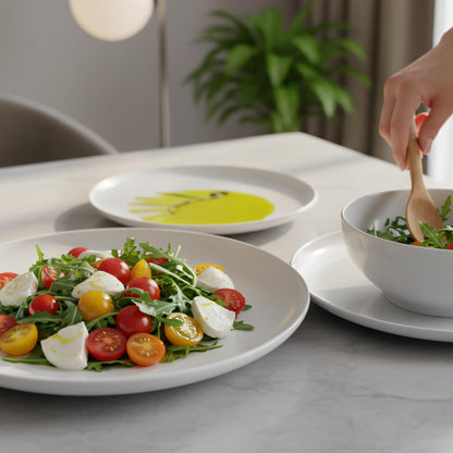 QUANSHANGJU 12-Piece Dinnerware Set for 4, White Porcelain Plates and Bowls, Chip Resistant Dishwasher Microwave Safe
