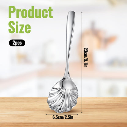 2 Pcs Large Serving Spoons for Buffet 9" Serving Spoons Stainless Steel Catering Servings Utensils Exquisite Servings Utensils for Buffet Dinner Banquet Party Kitche (Dishwasher Safe)