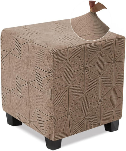 1PC) NeColorLife Ottoman Cover - Stretch Slipcover, Knitted Jacquard Fabric for Square Ottoman, Storage Stool