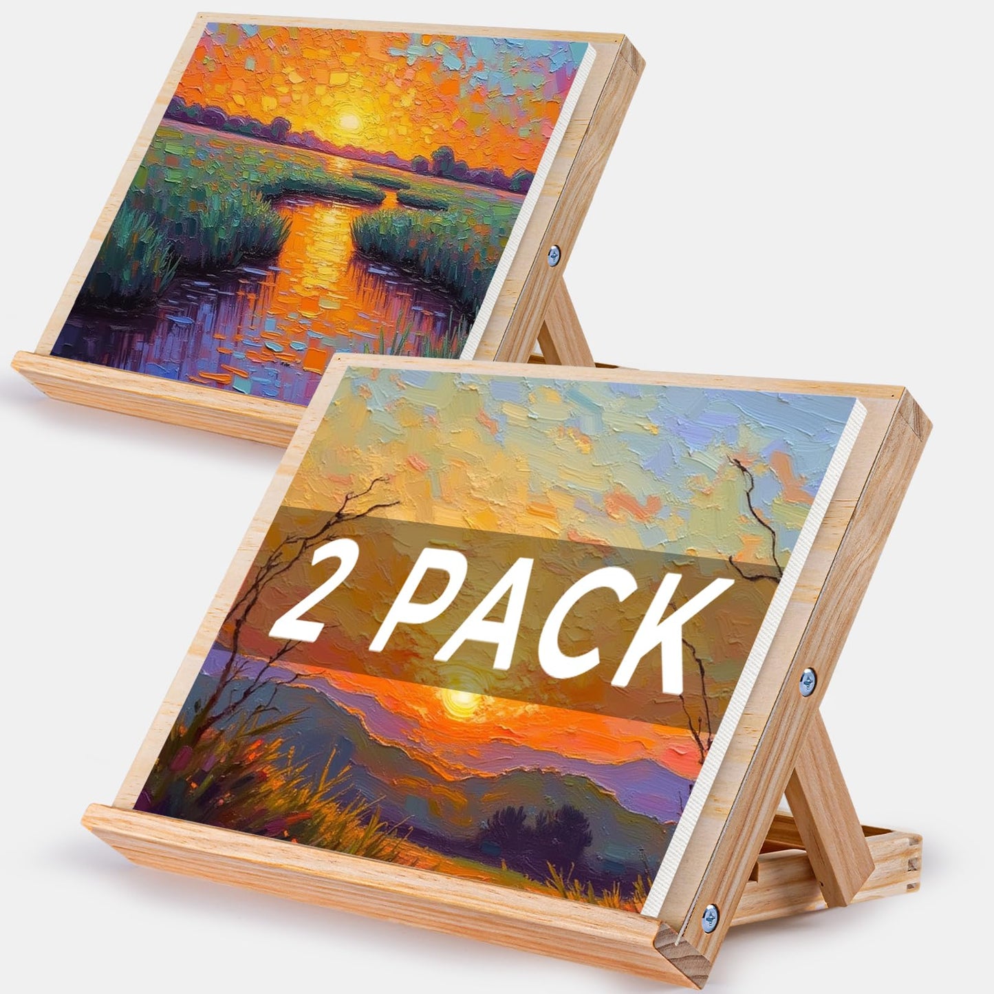 koseibal Art Easel for Painting, Tabletop Wooden Easel Stand，Adjustable Angle Portable Easel for Canvas, Ipad, Book, Artwords Display （2 Pack）